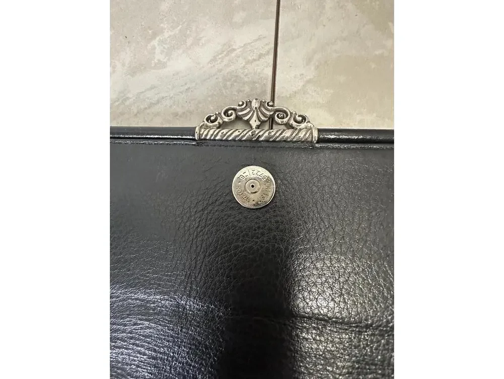 Vintage Brighton black croc-embossed leather snap button organizer/wallet/clutch